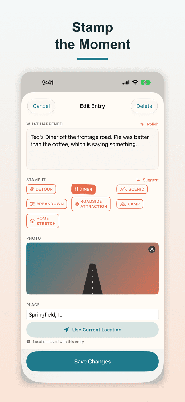 Mile Marker compose screen