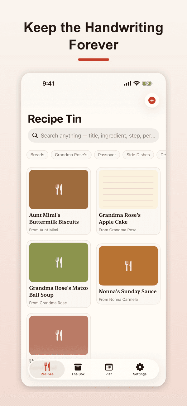 Recipe Tin recipes screen