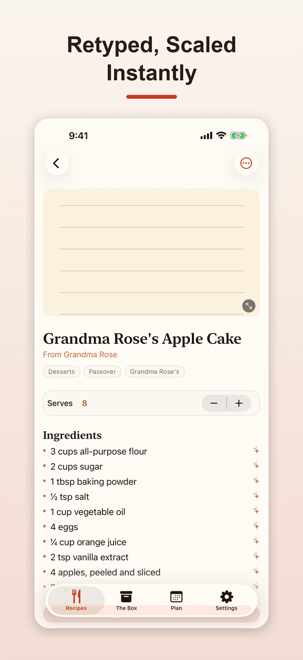 Recipe Tin detail screen