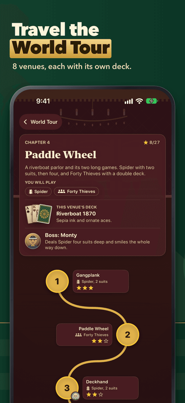 The Solitaire World Tour, venue by venue