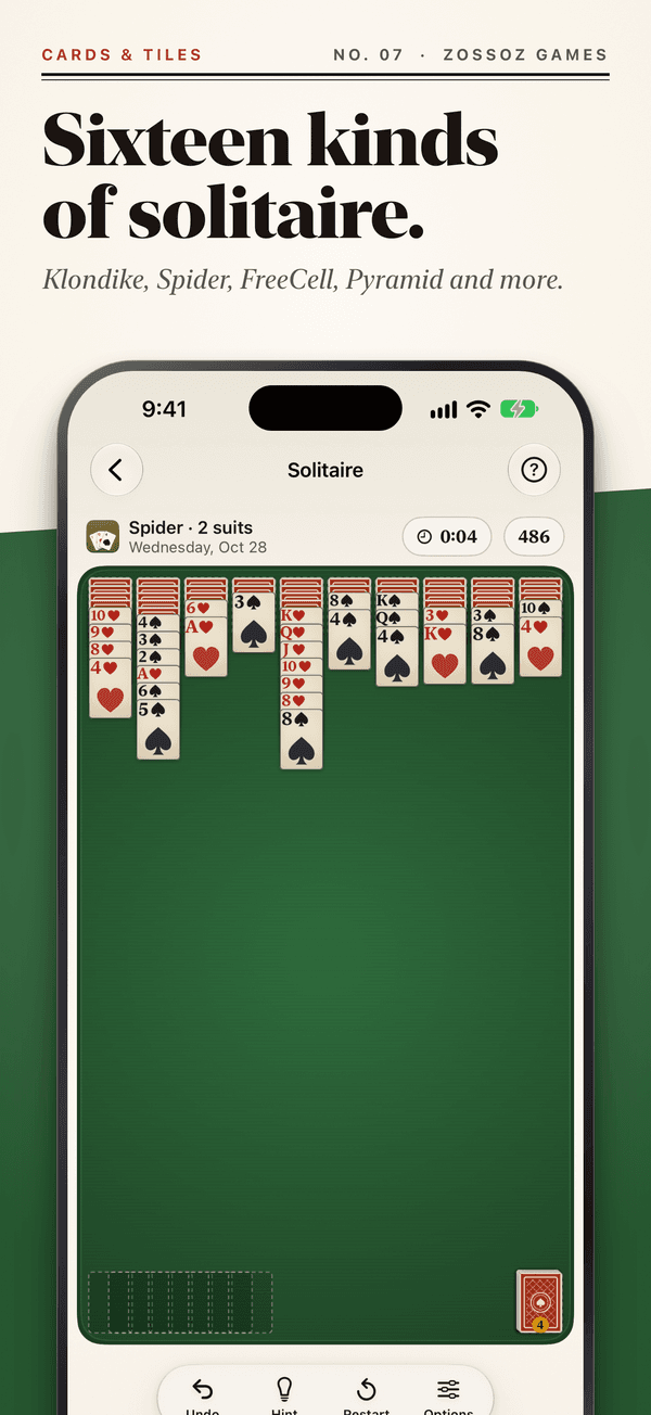 Sixteen kinds of solitaire, from Klondike to FreeCell