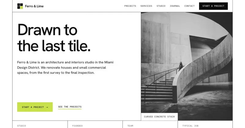 Concept homepage in the Mono minimal design, for an architecture studio