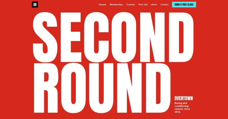 Concept homepage in the Big poster design, for a boxing gym
